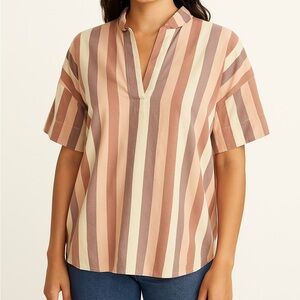 Madewell‎ Do Well Striped Cotton Popover Top, size small